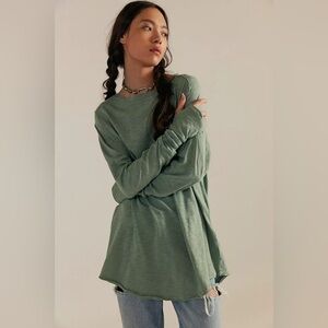 Free People We The Free NWT Arden Long Sleeve Tunic Top medium Sage Green Boho